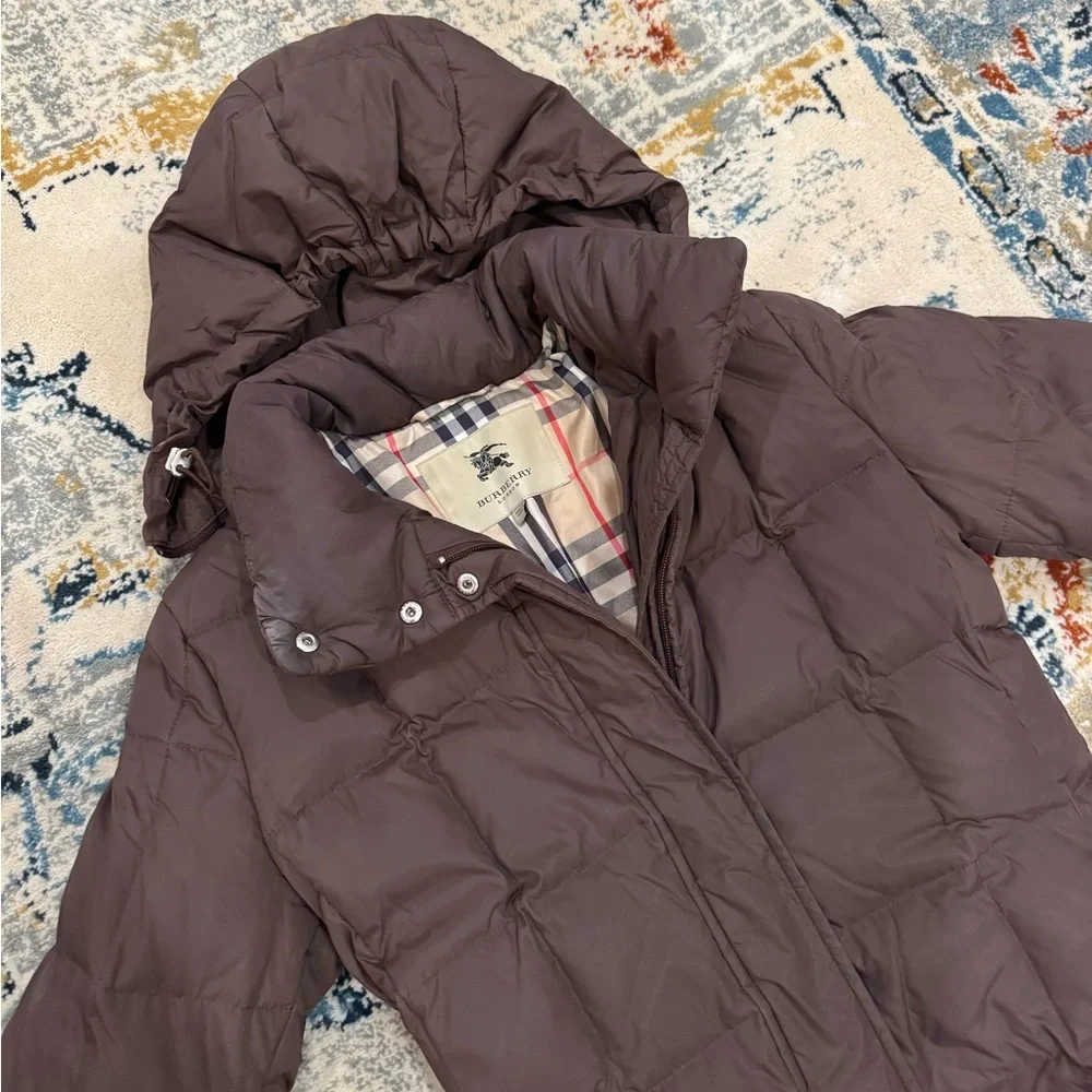 Burberry Chocolate Puffer Jacket with Check Lining - Picture 11 of 14